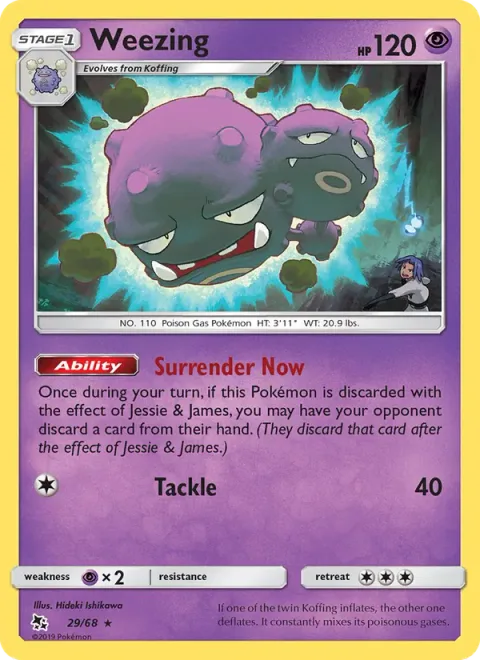 Weezing, card 29 from Hidden Fates
