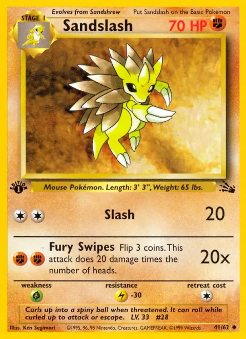 Sandslash, card 41 from Fossil