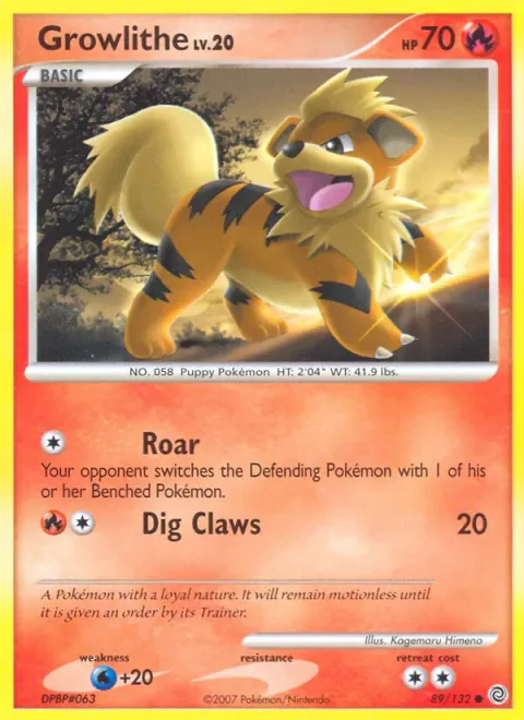 Growlithe, carte 89 de Secret Wonders