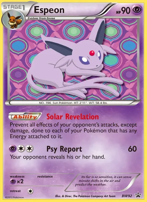 Espeon, card BW92 from BW Black Star Promos