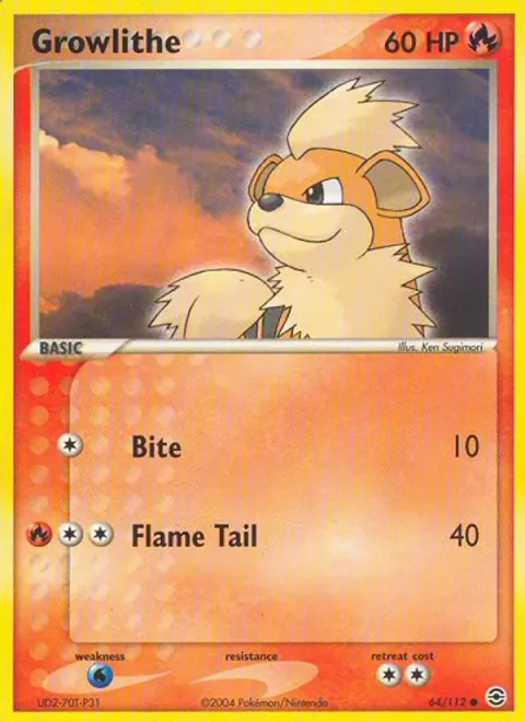 Growlithe, carte 64 de FireRed & LeafGreen