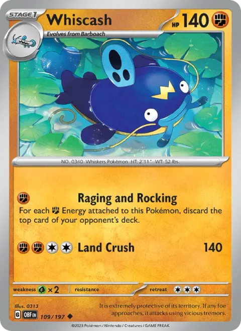 Whiscash, carte 109 de Obsidian Flames