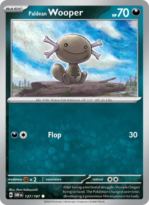 Paldean Wooper, card 127 from Obsidian Flames