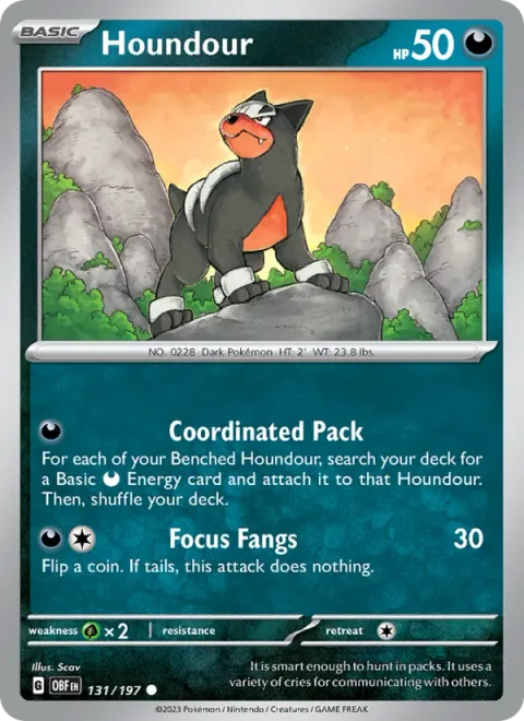 Houndour, card 131 from Obsidian Flames