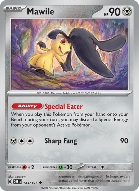 Mawile, card 143 from Obsidian Flames
