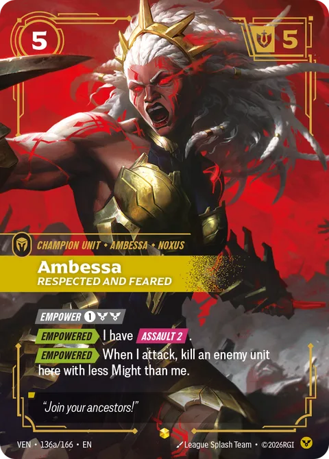 Ambessa, Respected and Feared, card ven-136a-166 from Vendetta