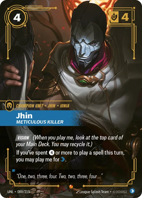 Jhin - Meticulous Killer, carte unl-089-219 de Unleashed