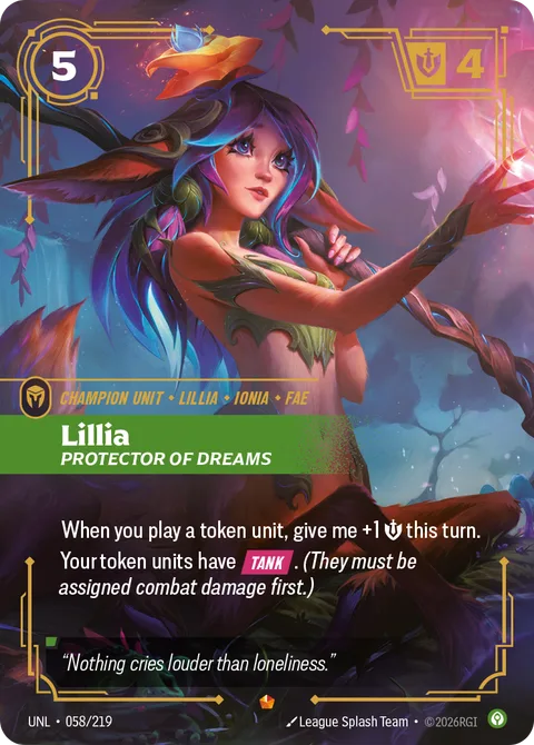 Lillia - Protector of Dreams, card opp-058-219 from Riftbound Organized Play Promotional Cards