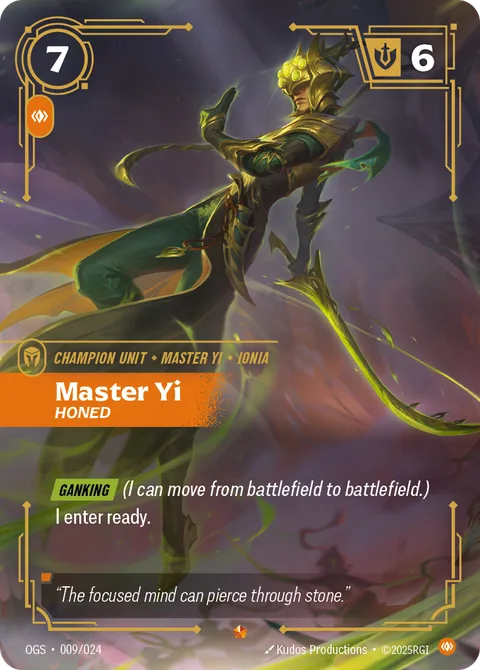 Master Yi - Honed, card opp-009-024 from Riftbound Organized Play Promotional Cards