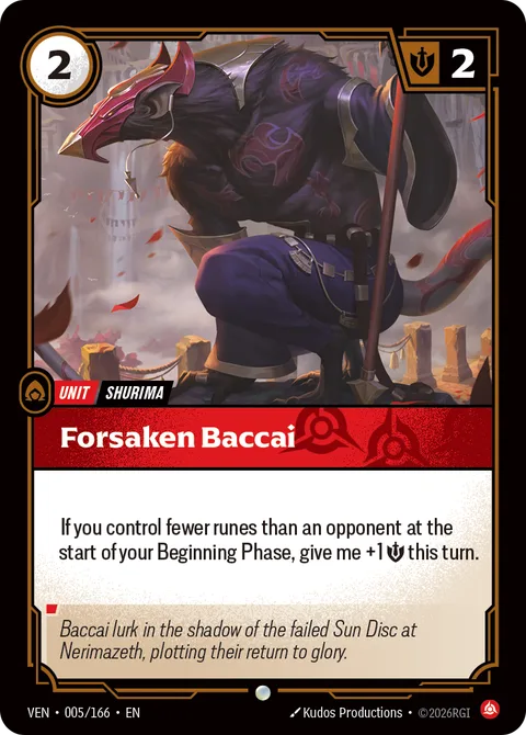 Forsaken Baccai, carte ven-005-166 de Vendetta
