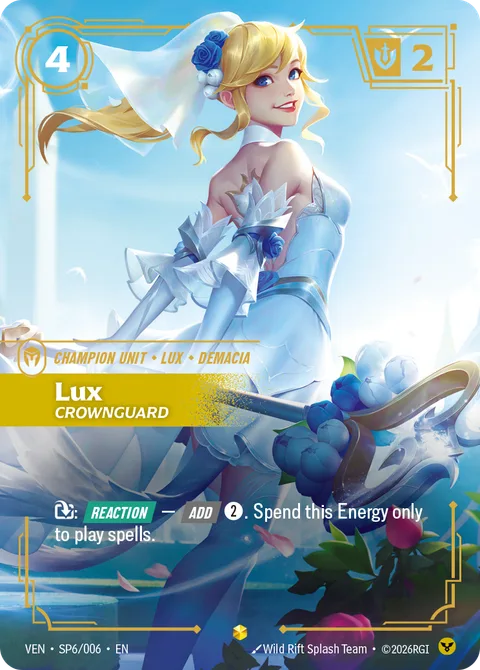 Lux - Crownguard, card opp-014-024 from Riftbound Organized Play Promotional Cards