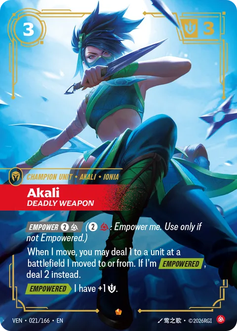 Akali, Deadly Weapon, carte ven-021-166 de Vendetta