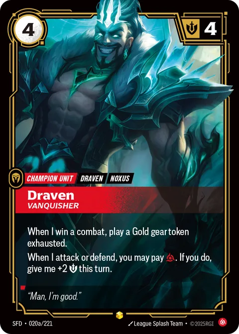 Draven - Vanquisher (Alternate Art), card sfd-020a-221 from Spiritforged