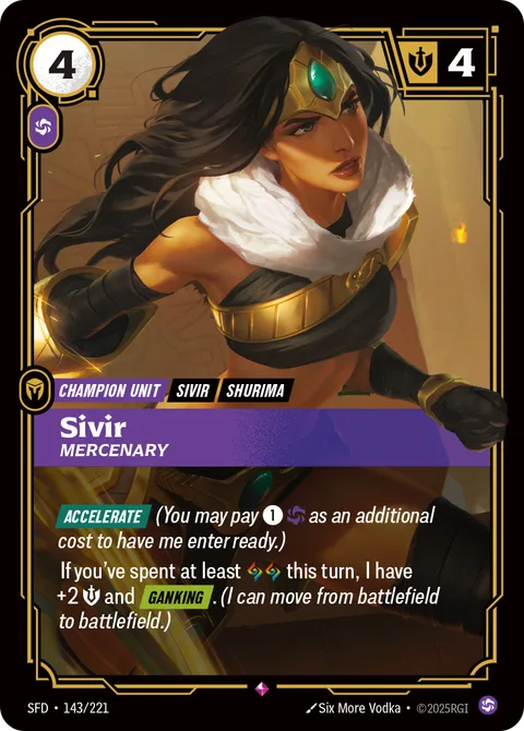 Sivir - Mercenary, carte sfd-143-221 de Spiritforged