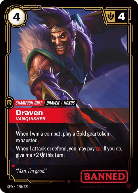 Draven - Vanquisher, carte sfd-020-221 de Spiritforged