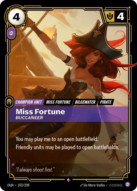 Miss Fortune - Buccaneer, card ogn-193-298 from Origins