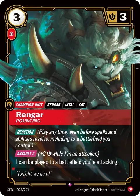 Rengar - Pouncing, card sfd-025-221 from Spiritforged