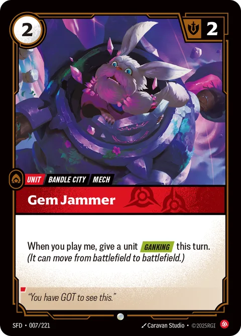 Gem Jammer, card opp-007-221 from Riftbound Organized Play Promotional Cards