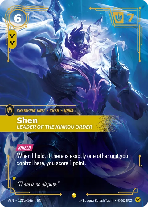 Shen, Leader of the Kinkou Order, card ven-138a-166 from Vendetta
