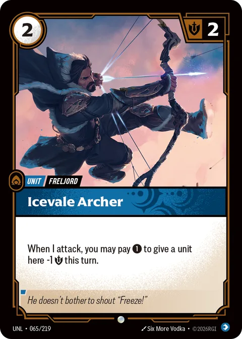 Icevale Archer, carte opp-065-219 de Riftbound Organized Play Promotional Cards