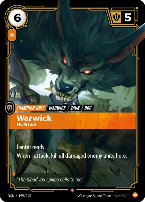 Warwick - Hunter, card ogn-159-298 from Origins
