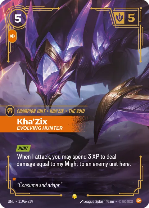 Kha'Zix - Evolving Hunter (Alternate Art), card unl-119a-219 from Unleashed