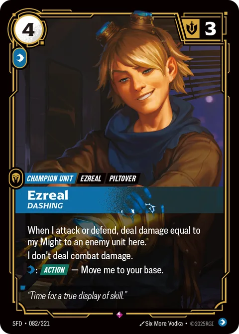 Ezreal - Dashing, card sfd-082-221 from Spiritforged
