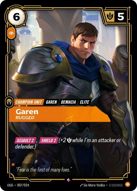 Garen - Rugged, carte opp-007-024 de Riftbound Organized Play Promotional Cards