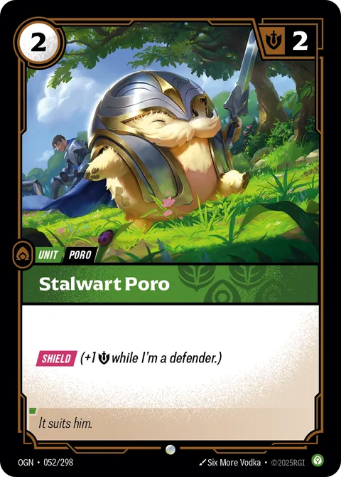 Stalwart Poro, card opp-052-298 from Riftbound Organized Play Promotional Cards