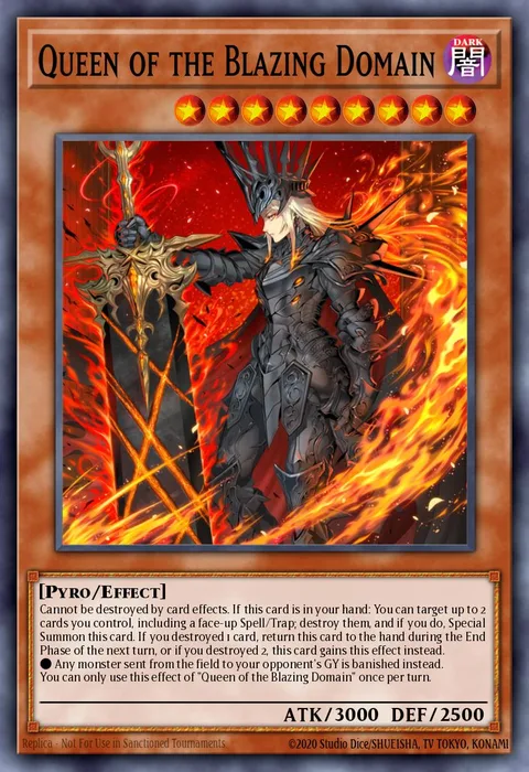 Queen of the Blazing Domain, card MP25-EN147 from 2025 Mega-Pack Tin