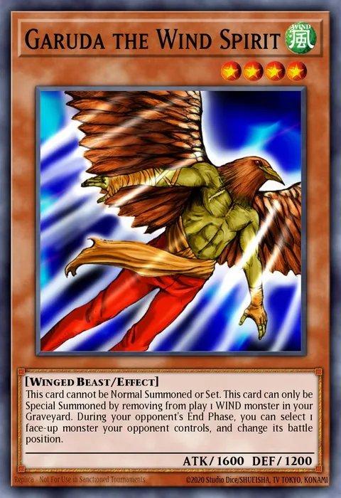 Garuda the Wind Spirit, card LON-070 from Labyrinth of Nightmare