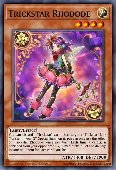 Trickstar Rhodode, card FLOD-EN008 from Flames of Destruction