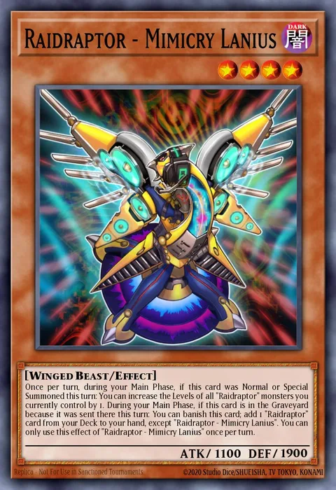 Raidraptor - Mimicry Lanius, card MP16-EN015 from 2016 Mega-Tin Mega Pack