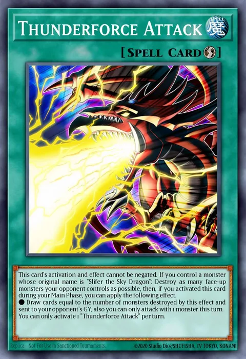 Thunderforce Attack, card EGS1-EN003 from Egyptian God Deck: Slifer the Sky Dragon