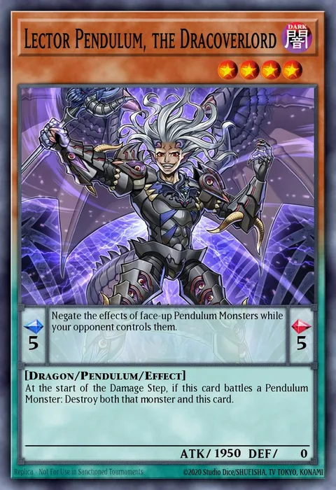 Lector Pendulum, the Dracoverlord, card SHVI-EN023 from Shining Victories