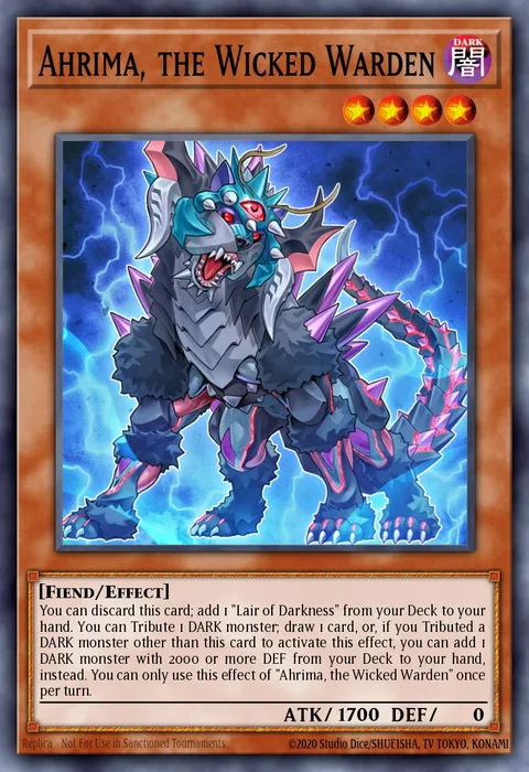 Ahrima, the Wicked Warden, card SR06-EN002 from Structure Deck: Lair of Darkness