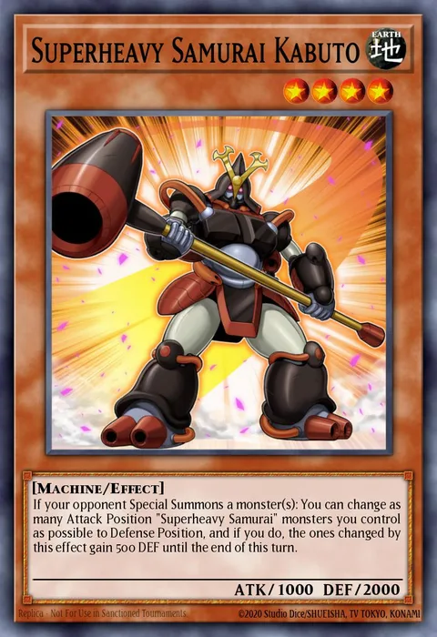 Superheavy Samurai Kabuto, card NECH-EN008 from The New Challengers