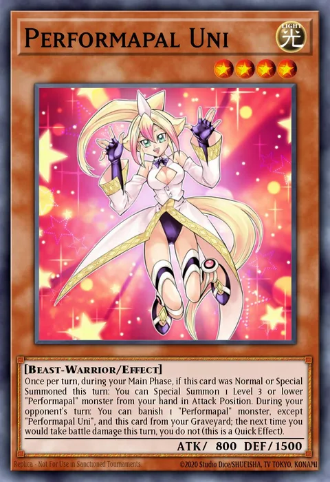 Performapal Uni, card DRL3-EN002 from Dragons of Legend: Unleashed
