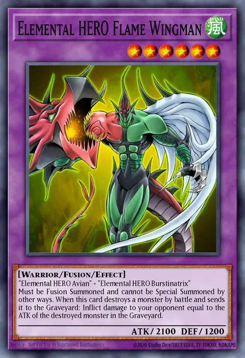 Elemental HERO Flame Wingman, card DP1-EN010 from Duelist Pack: Jaden Yuki