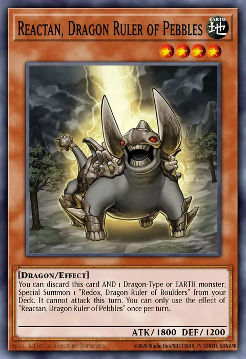 Reactan, Dragon Ruler of Pebbles, card BLMM-EN121 from Battles of Legend: Monster Mayhem
