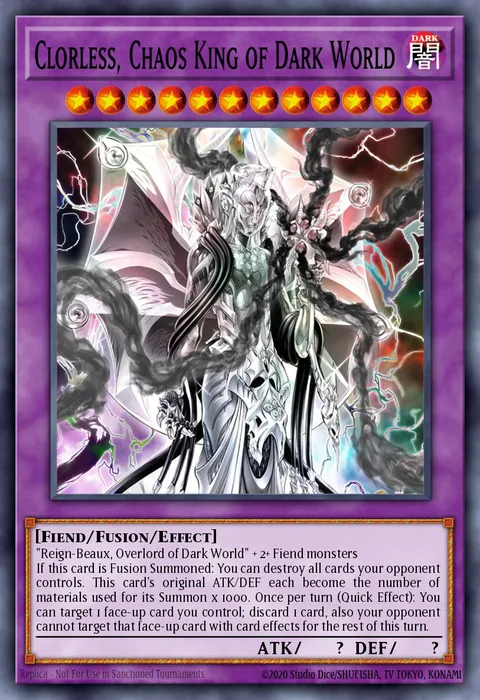 Clorless, Chaos King of Dark World, card MZMI-EN014 from Maze of Millennia