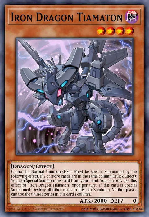 Iron Dragon Tiamaton, card FLOD-EN032 from Flames of Destruction