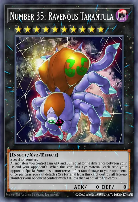 Number 35: Ravenous Tarantula, card PGL3-EN009 from Premium Gold: Infinite Gold