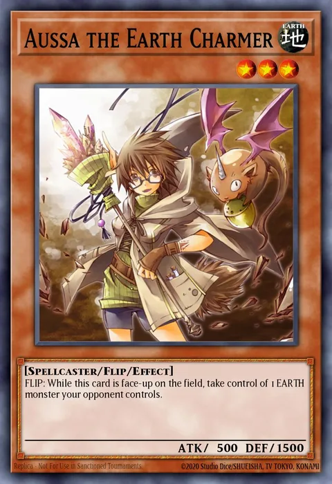 Aussa the Earth Charmer, card CH02-EN004 from THE CHRONICLES DECK: Spirit Charmers (All-Foil Edition)
