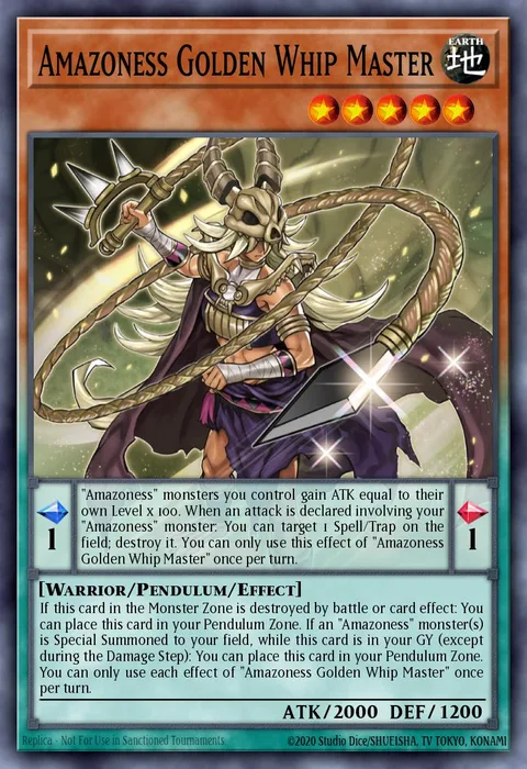 Amazoness Golden Whip Master, card DABL-EN093 from Darkwing Blast