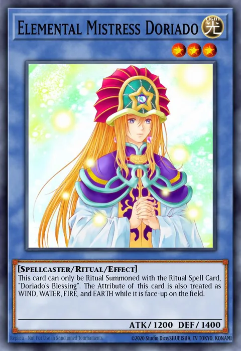 Elemental Mistress Doriado, card TLM-EN034 from The Lost Millennium