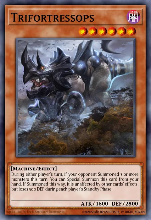 Trifortressops, carte SR04-EN017 de Dinosmasher's Fury Structure Deck