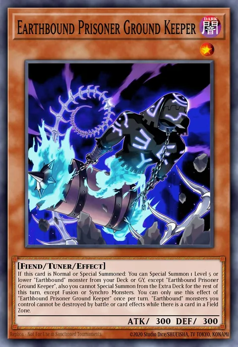 Earthbound Prisoner Ground Keeper, card MZMI-EN027 from Maze of Millennia