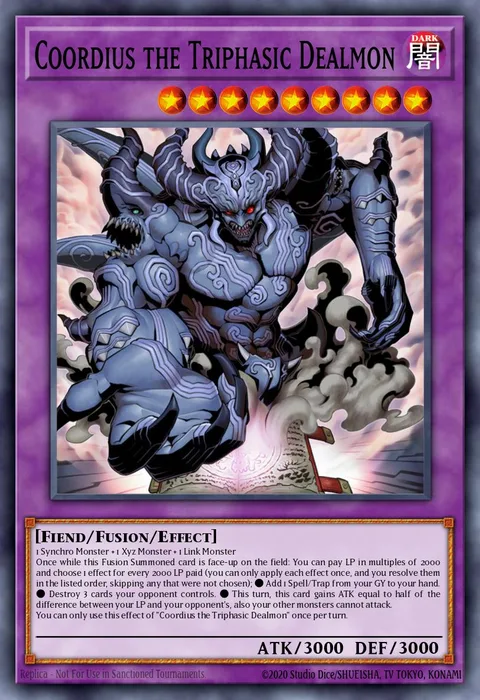 Coordius the Triphasic Dealmon, carte BLVO-EN083 de Blazing Vortex
