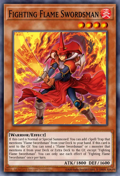 Fighting Flame Swordsman, carte MZMI-EN001 de Maze of Millennia